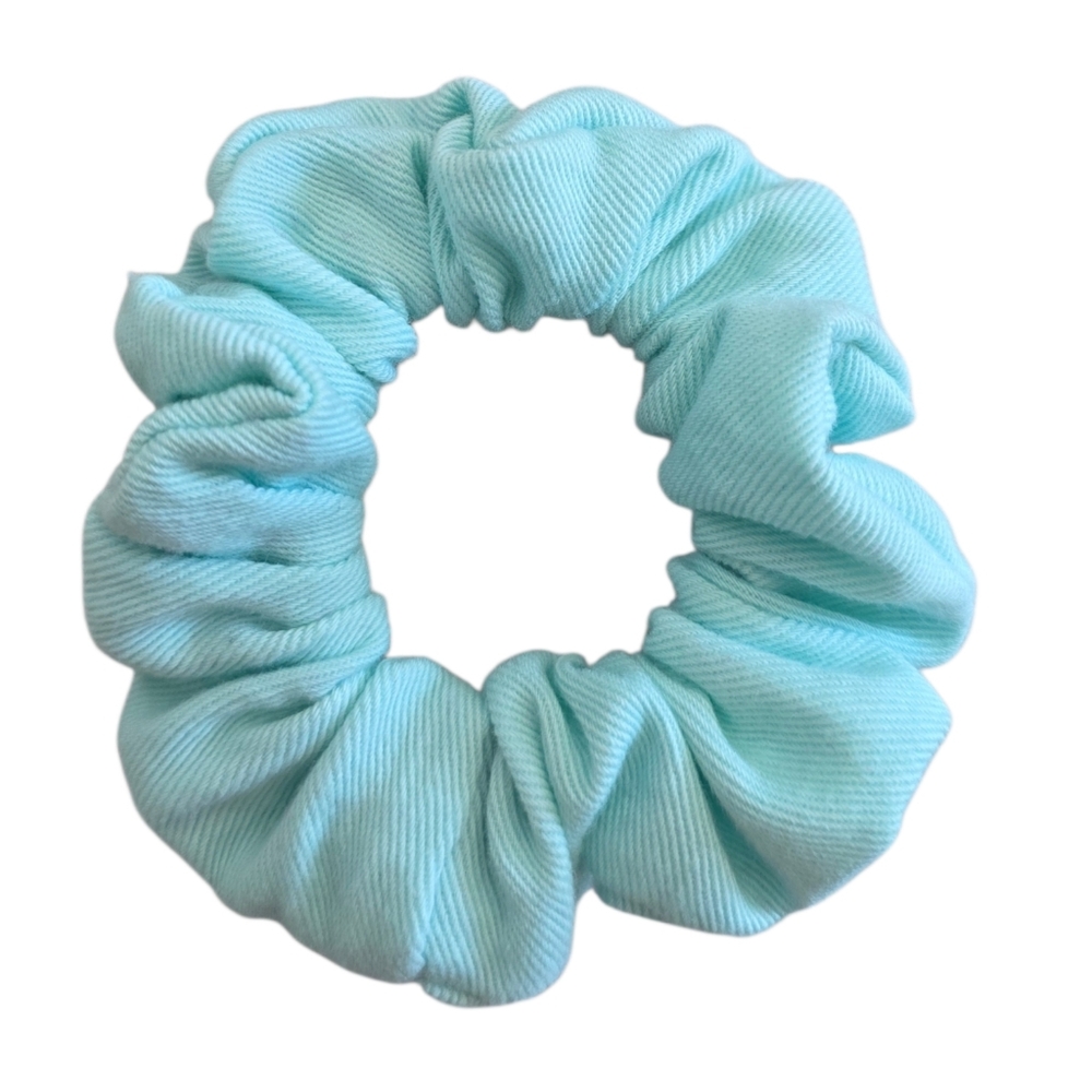 2/$5 Scrunchies (Add‎ To Your Bundle) Small Aqua Blue Twill Hair Tie Scrunchie